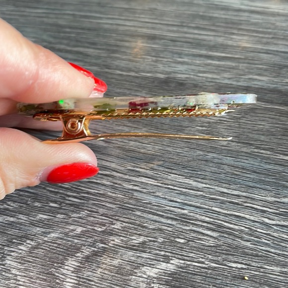 XMAS Handmade Festive Pressed Flower Holiday 2 set Alligator Hair Clips Triangle - Picture 6 of 10